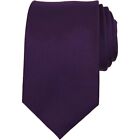 ALARA Mens Slim Tie 2.75 Purple Solid Satin 100% Silk Designer Dress Necktie $80