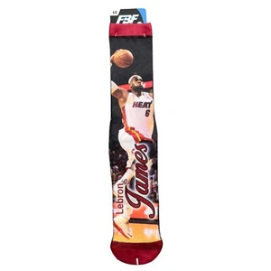 Bare Feet Miami Heat NBA Lebron James Athletic Crew Sock Unisex Large Black NWT - Picture 1 of 6