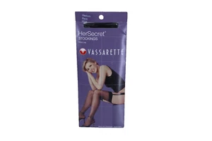 VTG Vassarette Her Secret Stockings Black Medium Nylon Leg Style 3015 Pantyhose - Picture 1 of 11