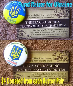 To Ukraine & Beyond - Geocaching Trackable Pair for Release in Canada (2 pcs) - Imagen 1 de 12