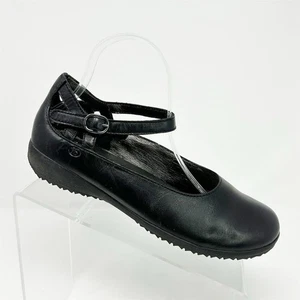 Josef Seibel Black Leather Mary Jane Ankle Strap Flats Size 39 (US 8-8.5) - Picture 1 of 13