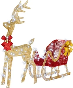 Renna Natalizia Luminosa XXL Con Slitta per Esterno Con 8 Funzioni Di Luce, Deco - Foto 1 di 12