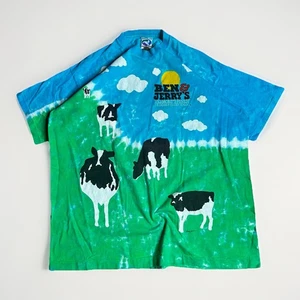 Vintage Liquid Blue Hemd Herren XXL Batik Ben & Jerry's Ice Cream Euphoria Cow - Bild 1 von 11