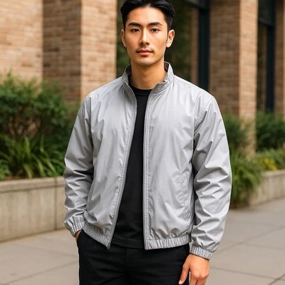 New Zara Jacket Men's Large Gray Lined Full Zip Pockets NWT - Image 1 of 4