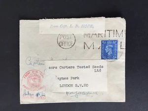 GB 1944 DA H.M. NAVI CACHET + POSTA MARITTIMA PMK IN COPERTINA DA CAPT. L.N. SPERANZA - Foto 1 di 2