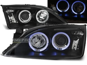 Headlights for Ford MONDEO MK3 III 3 2000-2007 Angel Eyes Black WorldWide FreeSh - Foto 1 di 9