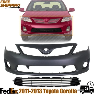 Capa de para-choque dianteiro TOYOTA Corolla 2011-2013 com grade - kit com 2 peças - Imagem 1 de 4