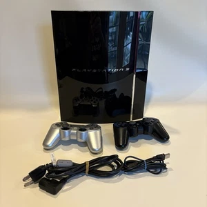 Sony Playstation 3 Bundle CECHE01 Fat Console System 80GB Backwards Compatible - Picture 1 of 24