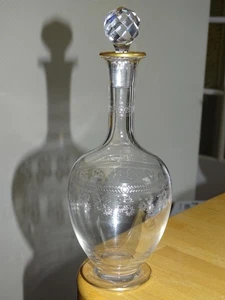 BACCARAT ANCIENNE CARAFE LIQUEUR CRISTAL MODELE GRAVURE POMPADOUR GOLD EP 1920 - Picture 1 of 10