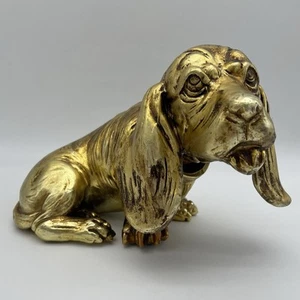 Vtg Ceramic Dog Bobblehead Bassett Hound Dach Gold Lenwile Ardalt Artware Japan - Picture 1 of 19