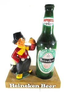 1962 FEINER ZUSTAND HEINEKEN BIER POS LADEN DISPLAY, KREIDEGESCHIRR FIGUR & FLASCHE - Bild 1 von 9