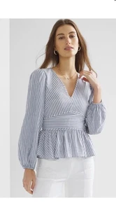 White House Black Market WHBM Cinched Blouson Top Blouse Women’s 10 Petite NWT - Picture 1 of 9