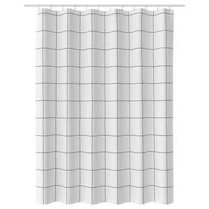 Nueva Cortina de Ducha IKEA JÄMTSTARR Blanca/Check 180x180 cm Duradera - Imagen 1 de 2