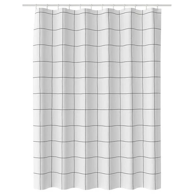 Nueva Cortina de Ducha IKEA JÄMTSTARR Blanca/Check 180x180 cm Duradera Foto 1 de 2