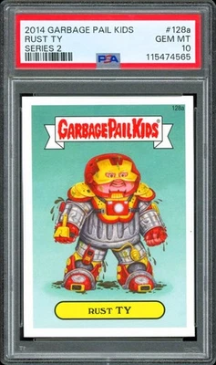 2014 Garbage Pail Kids 128a Marvel Iron Man ~ Rust TY ~ POP 4 ~ PSA 10 GEM - Image 1 of 2