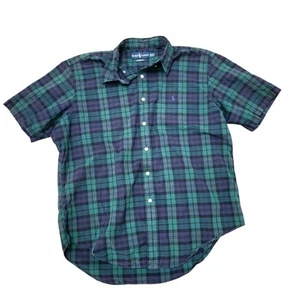 Ralph Lauren Plaid Shirt Mens XL Green Blue Classic Fit Short Sleeve Button Up - Picture 1 of 7