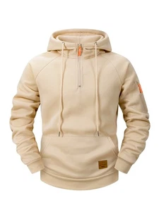 Sudadera con capucha polar con media cremallera para hombre - cálido suéter de invierno con bolsillo y forro suave - Imagen 1 de 12