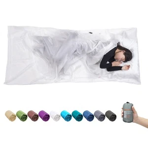 Silk Sleeping Bag Liner, Silk Sleep Sack, Extra Wide 87"x43" & 87“x34”, Light... - Picture 1 of 8