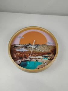 Vintage Sci-Fi Acrylic Wall Clock, Retro Decor, UFO Clock, We've Arrived Tested - Picture 1 of 9