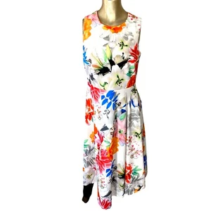 Calvin Klien Women 8 Floral Fit And Flare Dress Party Event classic Sleeveless - Picture 1 of 5