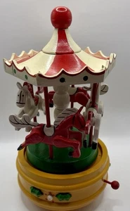 Vintage Karussell Karussell Karussell Holz Musik Pferde🐴Weihnachten 70er Jingle Bells - Bild 1 von 24