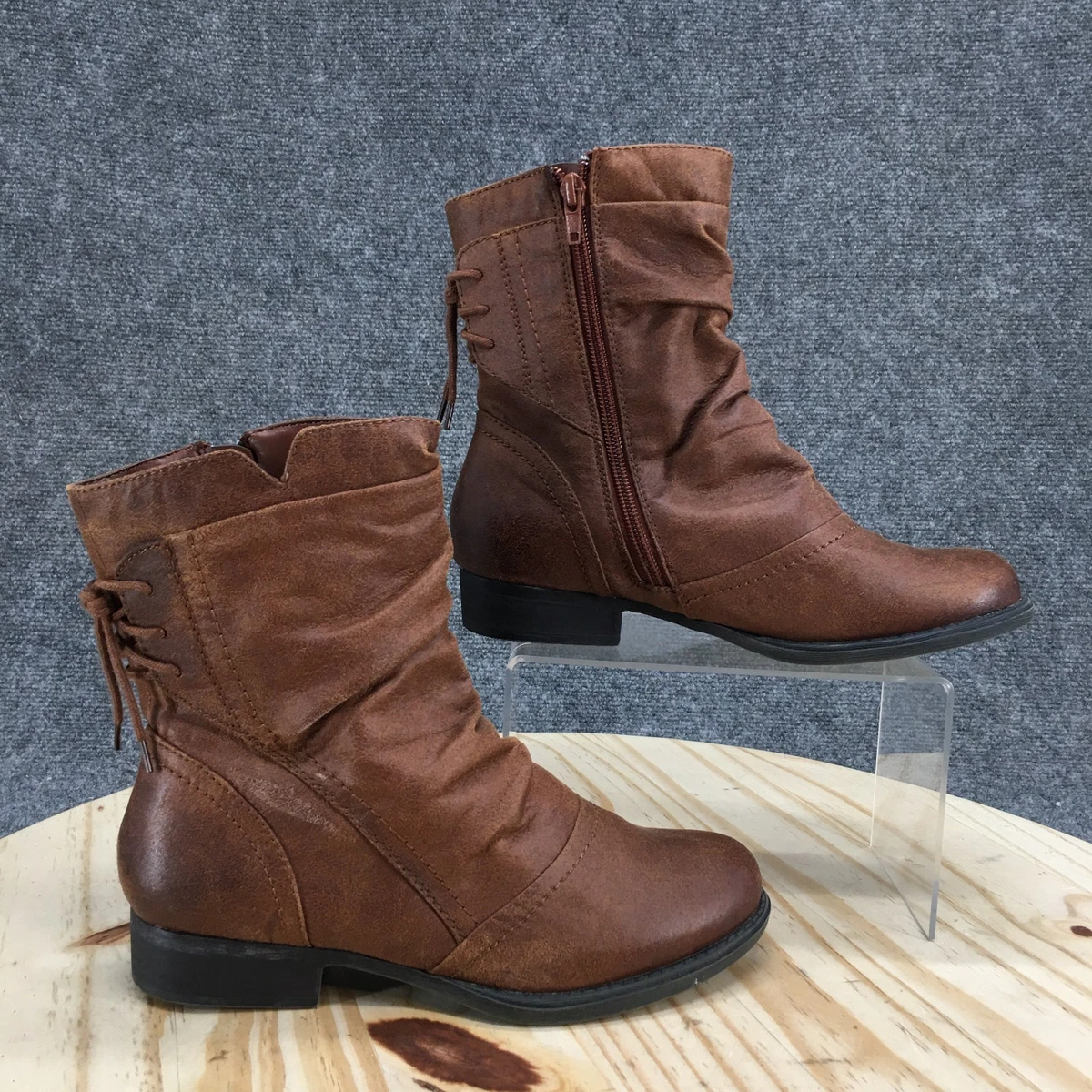 Baretraps Women's Ridgely Faux Leather Mid-Calf Boots - Chunky Block Heel, Slip Resistant