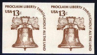 United States 1975 Liberty Bell Sc# 1618b Scarce Imperforate Pair Mint XF OG NH - Imagem 1 de 2