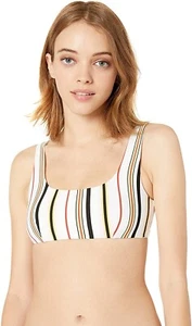 Volcom 252281 Women's Stripe Scoop Crop Multi Bikini Top Swimwear Size S - Picture 1 of 2