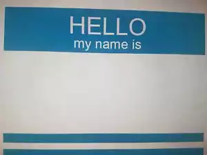 25 BLUE "HELLO MY NAME IS" NAME TAGS LABELS BADGES STICKERS - Self Adhesive - Picture 1 of 1