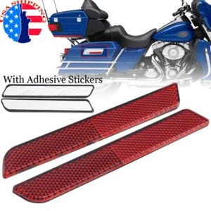 Red Saddlebag Reflectors Latch Cover Side Visibility For Harley Touring 1993-13 - Bild 1 von 14