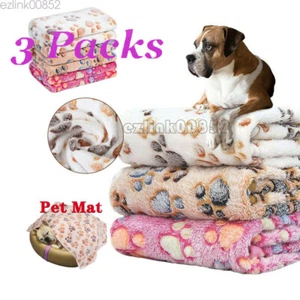 Pet Mat Paw Print Cat Puppy Fleece Soft Warm Blanket Dog Bed Cushions 3Pcs - Picture 1 of 17