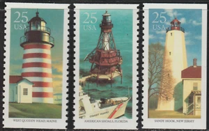 US 1990 SC# 2472 - 2474 - Lighthouses - Booklet stamps - M-H Lot # 386 - Picture 1 of 2
