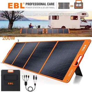 EBL 200W Portable Solar Panel Waterproof w/ Kickstand Foldable For Power Station - Picture 1 of 9