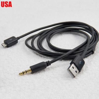 Cable cargador USB de audio auxiliar micro de 5 pines con base para automóvil de 3,5 mm para Samsung Galaxy S3 Foto 1 de 2