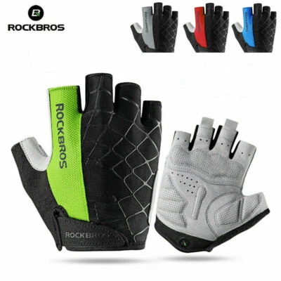 ROCKBROS Cycling Half Finger Gloves Shockproof Breathable MTB Bike Short Gloves - Image 1 of 4