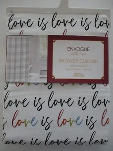 NEW "ENVOGUE with love" FABRIC SHOWER CURTAIN  "LOVE IS LOVE"  Print - Picture 1 of 8