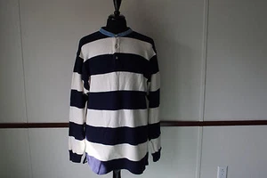 Rare Vintage Nautica American Yachting Heavy Knit Striped Henley L Made in USA - Bild 1 von 7
