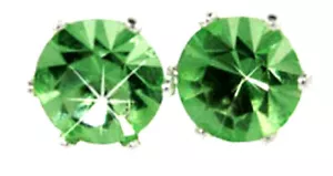 Stud Earring Peridot Green surgical steel 2 ctw Swarovski Stone Element USA New - Picture 1 of 4