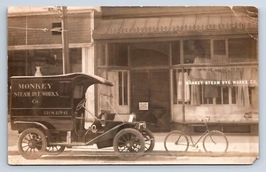 Vintage RPPC Kansas City MO Monkey Steam Dye Works Delivery Truck Bicycle U6 - Picture 1 of 2