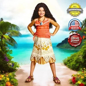 Official Disney Moana Costume Dress GIRLS XS (4/5) Cosplay Fancy Dress Playtime - Picture 1 of 14