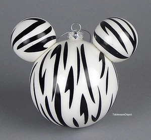 RARE!!! Disney, Mickey Mouse, Glass Large Christmas Tree Ornament, Black & White - Picture 1 of 3