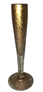 "Florero vintage de 10"" Ransgil de cristal con superposición floral de oro de 22 quilates" - Imagen 1 de 4