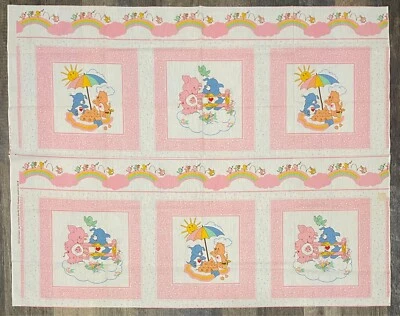 Painel de tecido vintage 1985 Care Bear Cousins mistura de algodão arco-íris pastel 35”x44” - Imagem 1 de 3