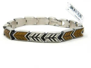 David Yurman 9mm Tiger Eye Chevron Link Bracelet Size Medium Sterling Silver NWT - Picture 1 of 4