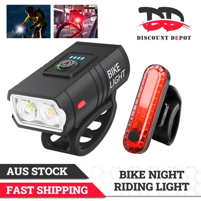 Bike Light Set Rechargeable LED Bicycle Lights Waterproof Headlight Front Rear - image 1 of 4