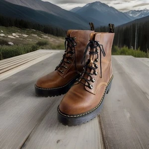 Dr. Martens Leona Women's Orleans Leather Boots, BUTTERSCOTCH, Sz 11, 44-07 - Picture 1 of 18