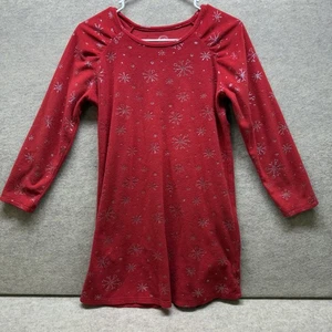 Wonder Nation Girls Red Shimmer Snowflake LS Fleece Sleep Gown Large 10/12 - Picture 1 of 3