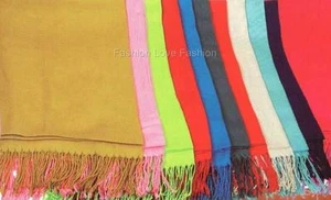 1 bufanda de chal envolvente de pashmina/seda/cachemira para mujer múltiples opciones de color liso - Imagen 1 de 13