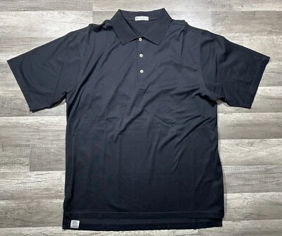 Мужская футболка-поло Peter Millar Golf размер XL черная с коротким рукавом хлопок - Изображение 1 из 4