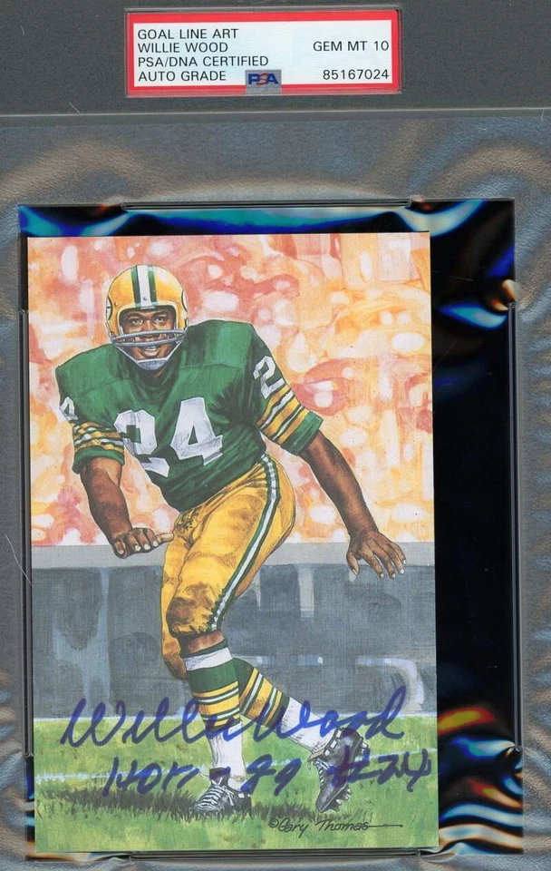 Willie Wood Gem Mint 10 PSA DNA Signed Goal Line Art Card GLAC Autograph - Image 1 of 1